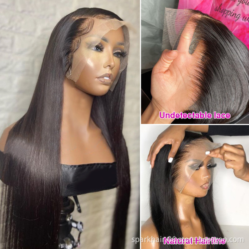 30 32 34 36 38 40 Inch HD/Transparent Lace Frontal Human Hair Wig, Nature Cuticle Aligned 13x6 Long Straight Lace Closure Wigs